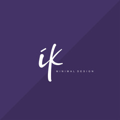 IK Initial handwriting or handwritten logo for identity. Logo with signature and hand drawn style.