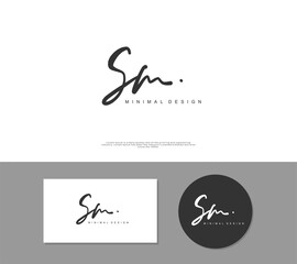 SM Initial handwriting or handwritten logo for identity. Logo with signature and hand drawn style.