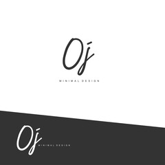 OJ Initial handwriting or handwritten logo for identity. Logo with signature and hand drawn style.