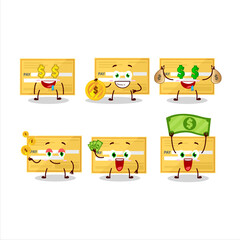 Payment check paper cartoon character with cute emoticon bring money