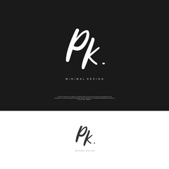 PK Initial handwriting or handwritten logo for identity. Logo with signature and hand drawn style.
