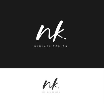 NK Initial handwriting or handwritten logo for identity. Logo with signature and hand drawn style.
