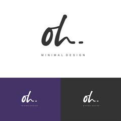 OH Initial handwriting or handwritten logo for identity. Logo with signature and hand drawn style.