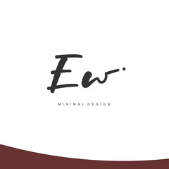 EW Initial handwriting or handwritten logo for identity. Logo with signature and hand drawn style.