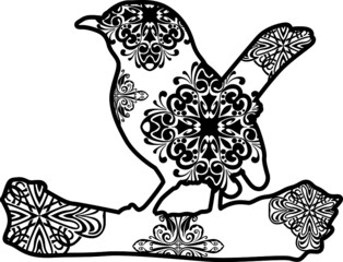 Bird Mandala Black Design With Nature Pattern