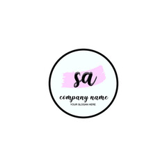 SA Initial handwriting logo template vector