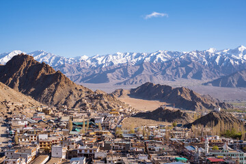 View of Leh city with mountain from Leh Palace