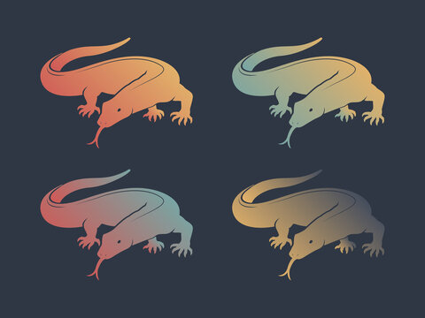 vector illustration of comodo dragon on black background.