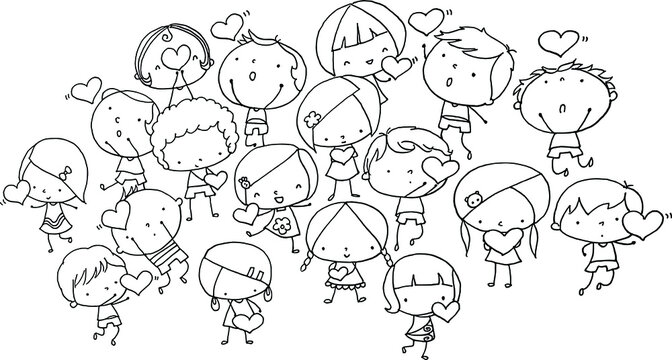 vector cartoon A group of kids