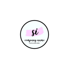 SI Initial handwriting logo template vector