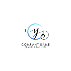 Fototapeta na wymiar SJ Initial handwriting logo template vector