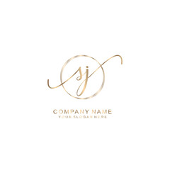 SJ Initial handwriting logo template vector