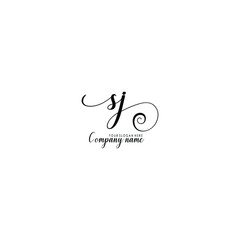 SJ Initial handwriting logo template vector