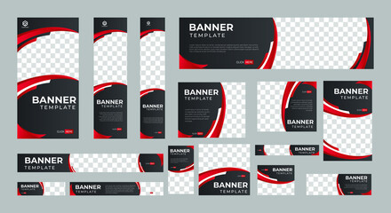 set of corporate web banners of standard size with a place for photos. Vertical, horizontal and square template. vector illustration EPS 10