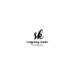 SK Initial handwriting logo template vector