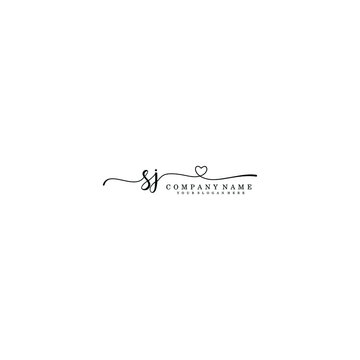 SJ Initial handwriting logo template vector