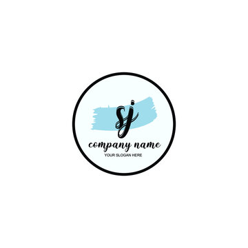 SJ Initial handwriting logo template vector