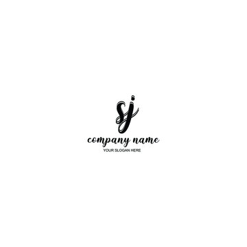 SJ Initial handwriting logo template vector