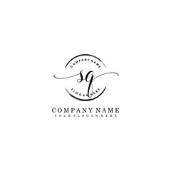 SQ Initial handwriting logo template vector
