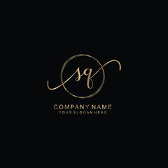 SQ Initial handwriting logo template vector