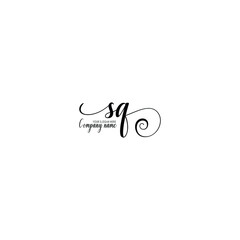 SQ Initial handwriting logo template vector