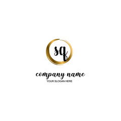 SQ Initial handwriting logo template vector