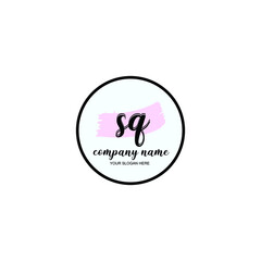 SQ Initial handwriting logo template vector