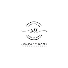 Obraz premium SU Initial handwriting logo template vector