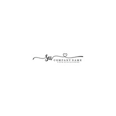 SU Initial handwriting logo template vector