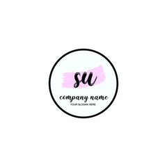 SU Initial handwriting logo template vector