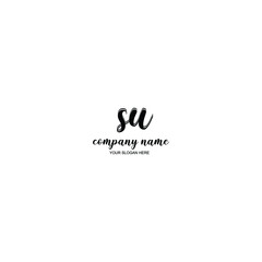 SU Initial handwriting logo template vector