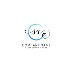 SX Initial handwriting logo template vector