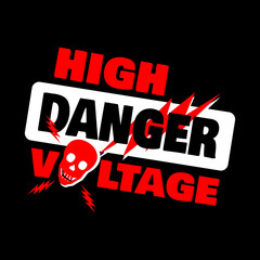 Fototapeta na wymiar Danger symbol High Voltage Sign Vector with skull Lightning electricity symbol warning template illustration