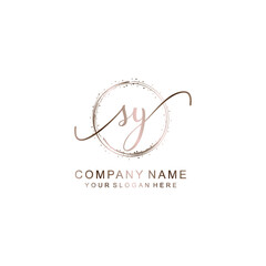 SY Initial handwriting logo template vector