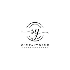 SY Initial handwriting logo template vector