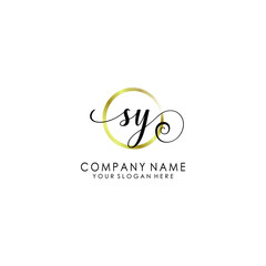 SY Initial handwriting logo template vector
