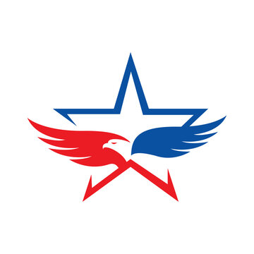 us flag american strip and stars eagle logo vector design concept illustrations