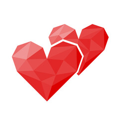 Polygon Two Red Hearts Icon For Valentine's Day.