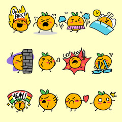 Fototapeta premium Expressive Orange Mascot Character Vector Flat Illustration