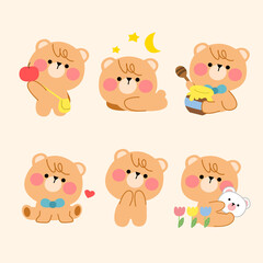 Lovely Playful Teddy Bear Simple Mascot Illustration