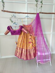 Beautiful Indian traditional design for woman clothes hanging on a clothesline