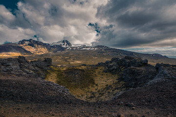 The mountain landscape in Snaefellsnes, in Iceland, summer time.