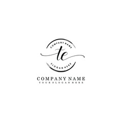 TE Initial handwriting logo template vector
