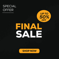 Special offer final sale banner, up to 70% off. Vector illustration.