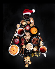 Christmas Tree made of holiday food