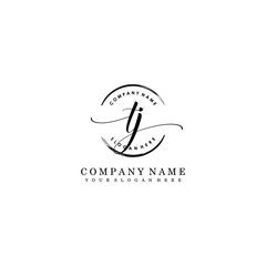 TJ Initial handwriting logo template vector
