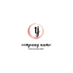 TJ Initial handwriting logo template vector