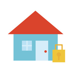 house with padlock flat style icon