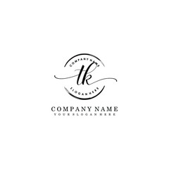 TK Initial handwriting logo template vector