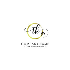 TK Initial handwriting logo template vector